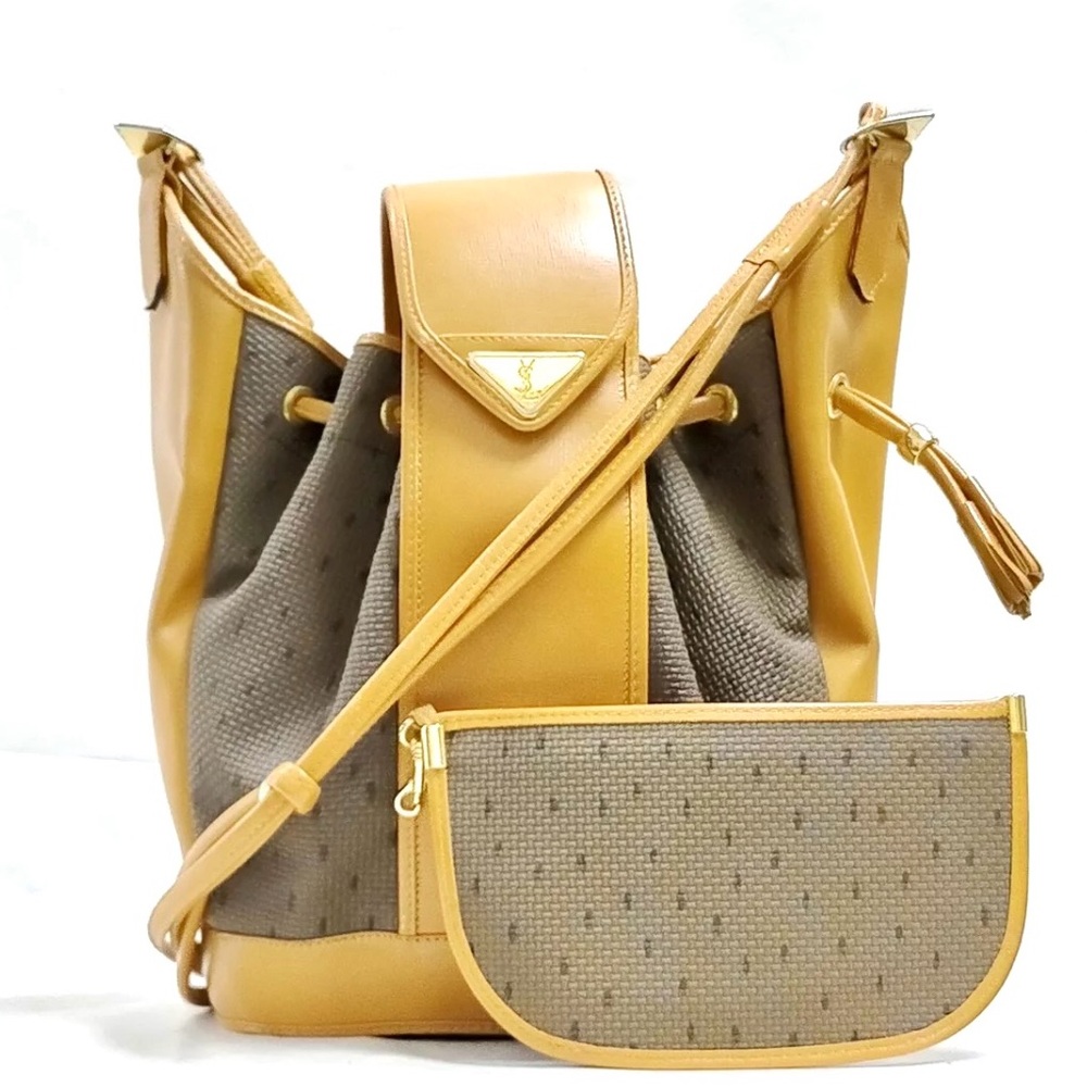 🏆💎💯 YSL Shoulder Bag Brown Leather and Nylon